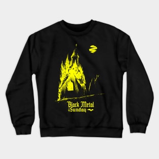 Black Metal Burning Church (yellow version) Crewneck Sweatshirt